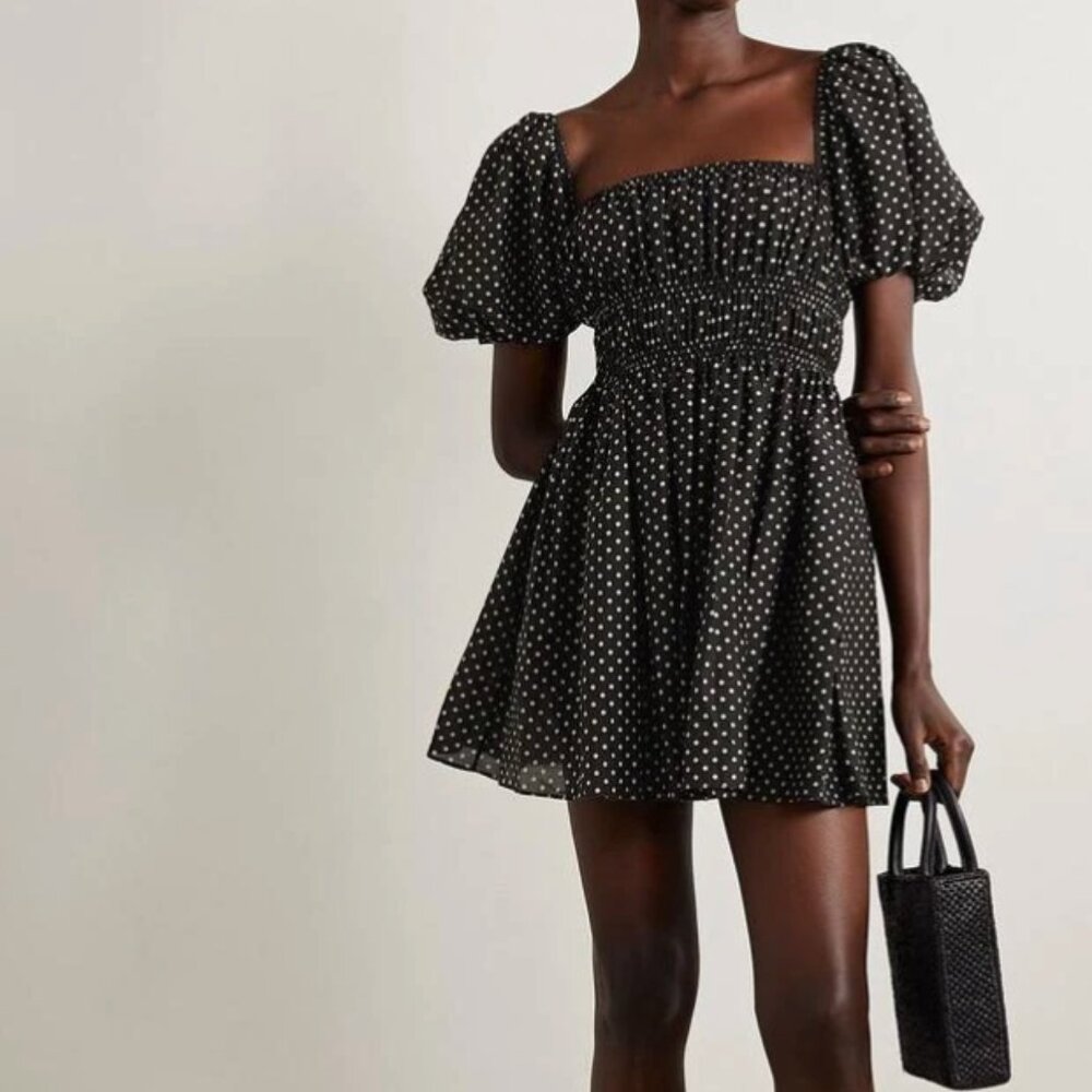 Matteau Black and Cream Polka Dot Mini Dress
